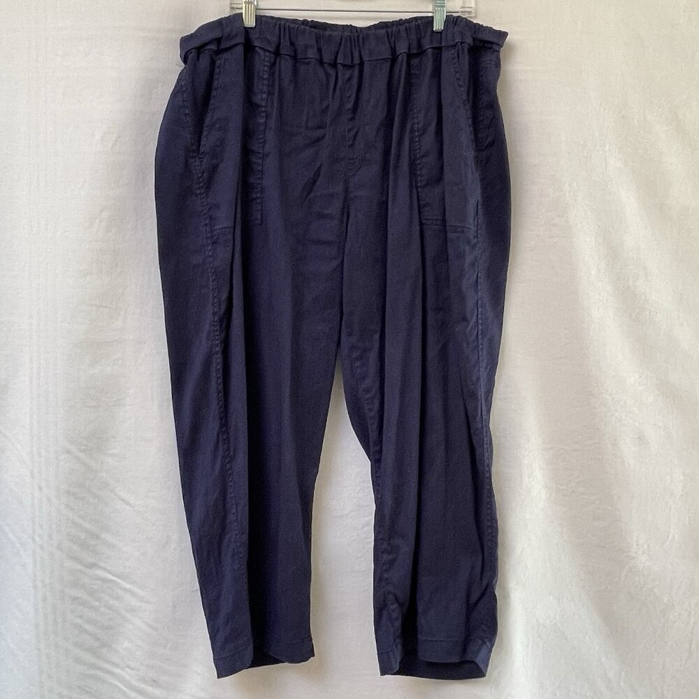 Lane Bryant Pants Elastic Waist‎ Womens 22 24 Blue Relax Pockets Business Casual